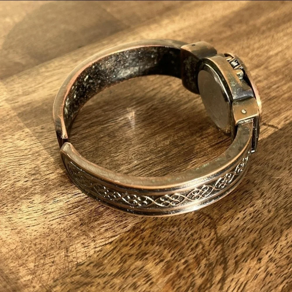 Vintage cottagecore hidden watch bangle bracelet